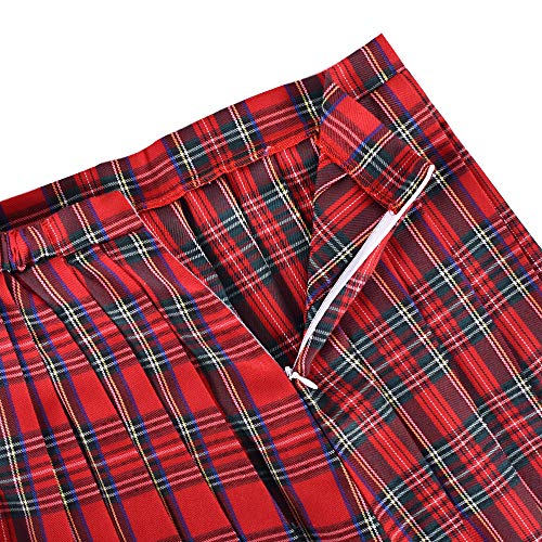 Image of Sunny Fashion Girls Skirt Kids School Uniform Set Red Tartan Pleated Hem Skirt