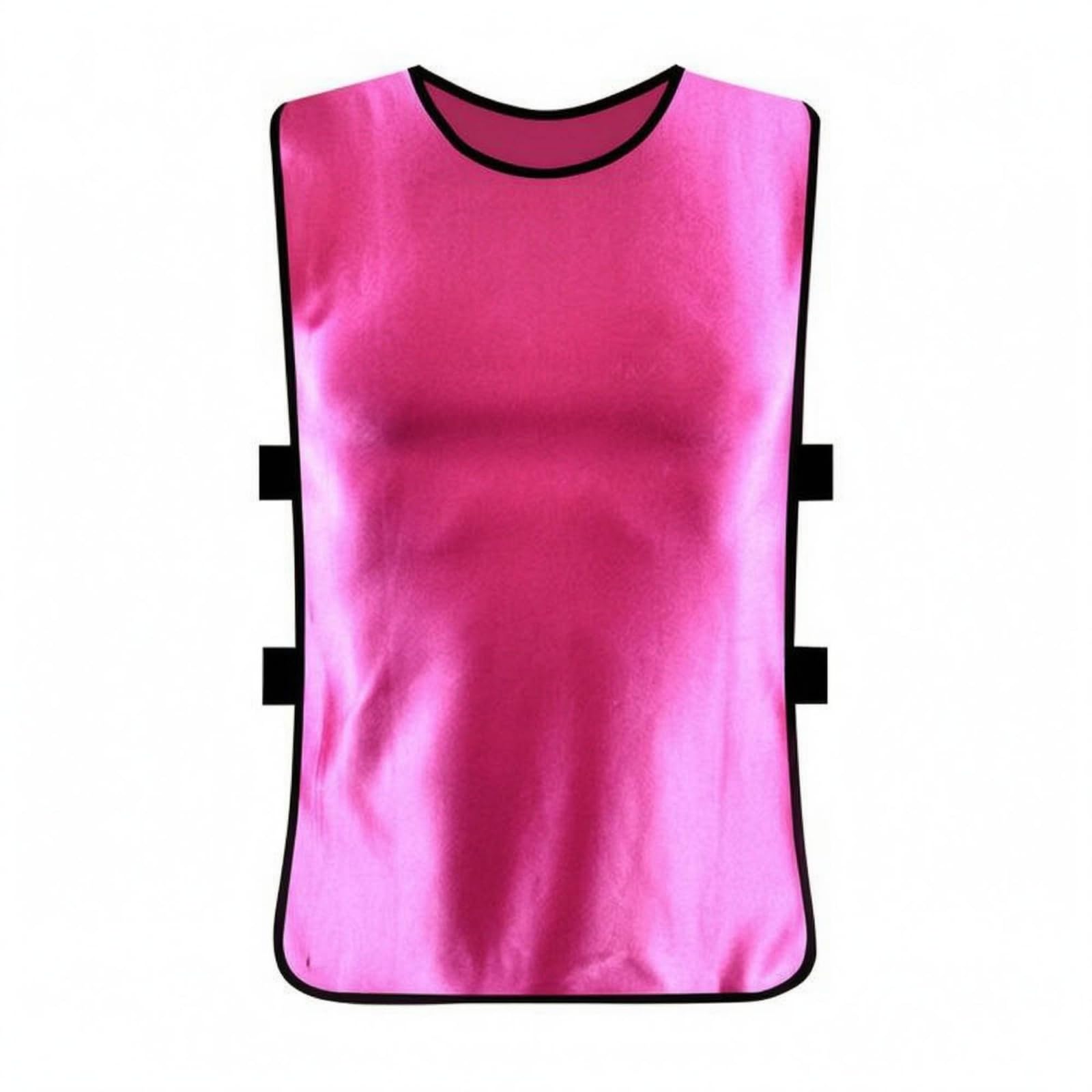 Wide Round Neckline Training Vest Black Edging Scrimmage Vest Unfastened Flanks Pinnie Lightweight for Grouping, Rose Red, Adult|Vests-image-32