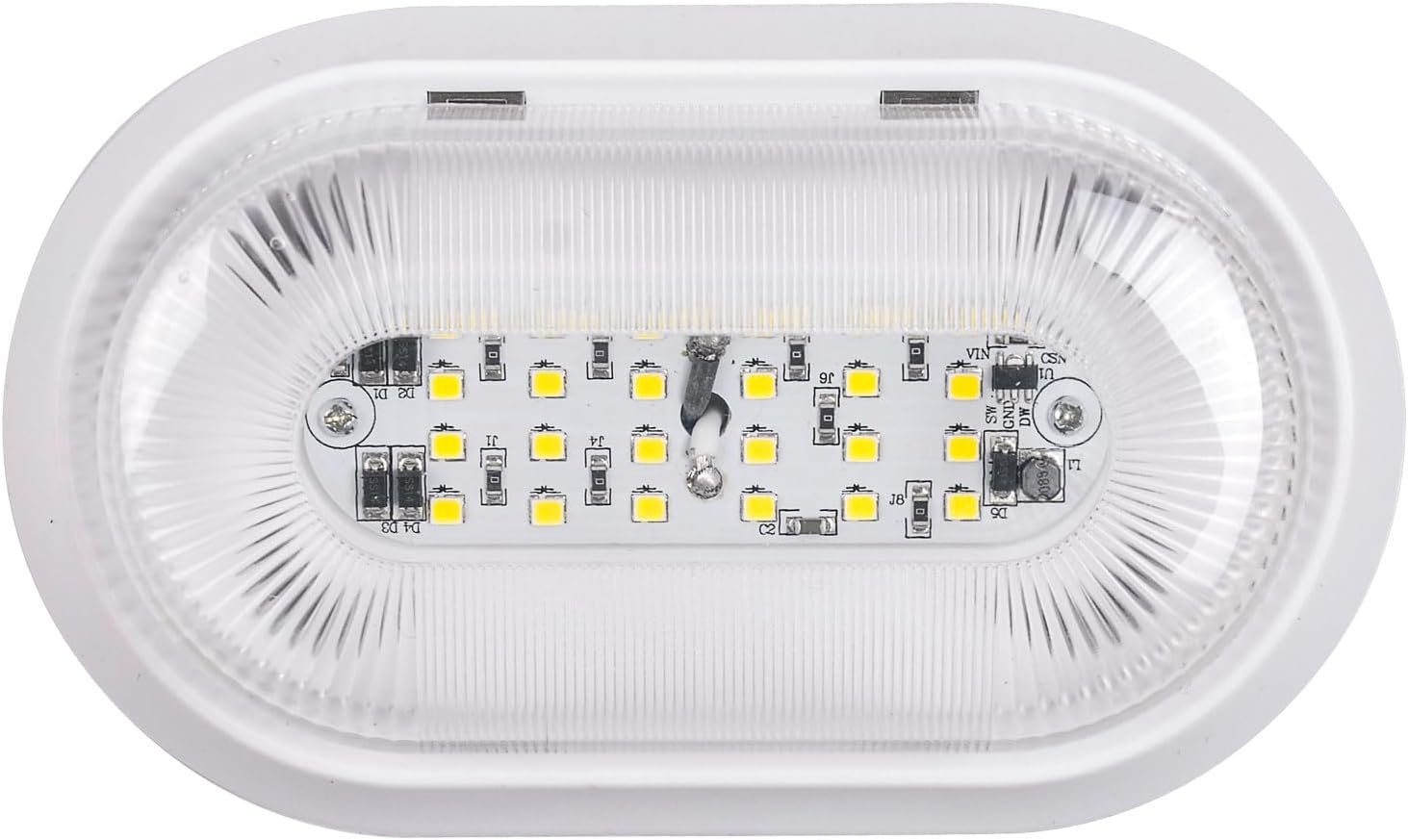 0 68 280 Lumen RV Porch Light with Aluminum Plate - 10-24 Volt DC, White