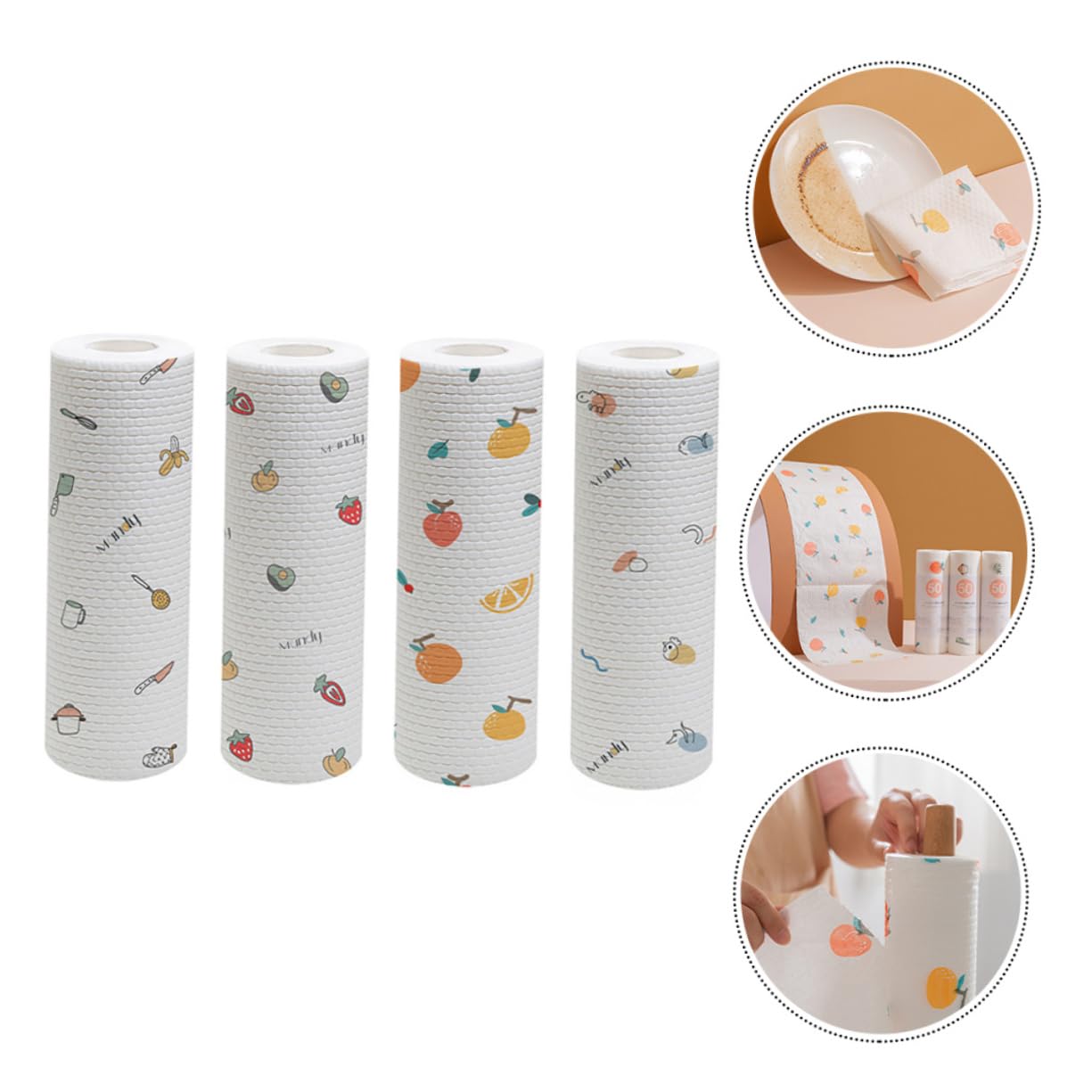 POPETPOP 4rotoli Strofinacci USA e Getta Biodegradabili Pulizia Cucina e Finestre Flessibili e Resistenti per Mobili e Banconi