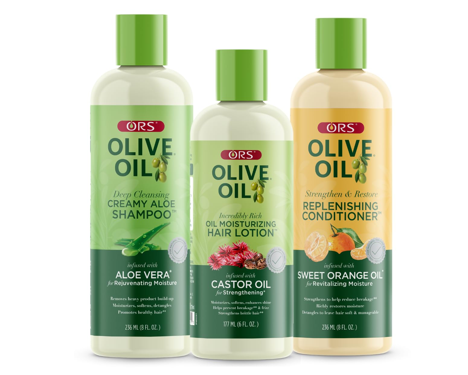 ORS Olive Oil Shampoo, Conditioner & Hair Lotion for Stronger and Healthier Hair 3 Piece Set