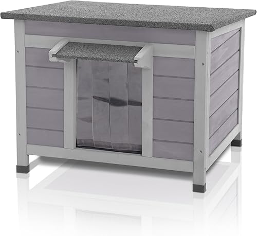 GUTINNEEN Casa para gatos al aire libre Conejera de madera para conejos, refugio para gatos salvajes, jaula de conejo, hábitat de conejillo de