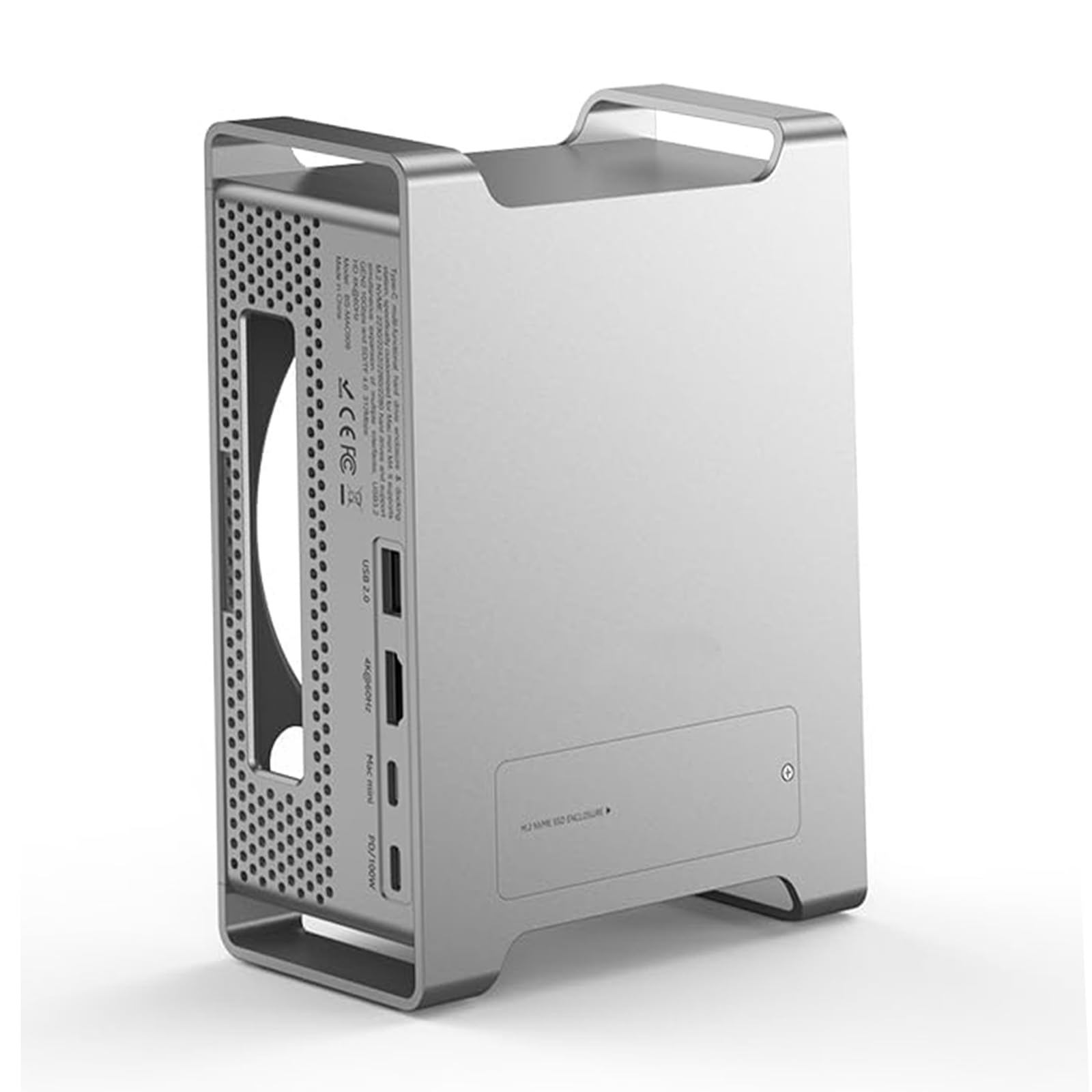Base Supporto con Box SSD M2 NVMe, USB 3.2 10Gbps, SD TF 4.0, HDMI 4K 60Hz, Ricarica PD 100W, Stazione Multiporta per Mac Mini M4