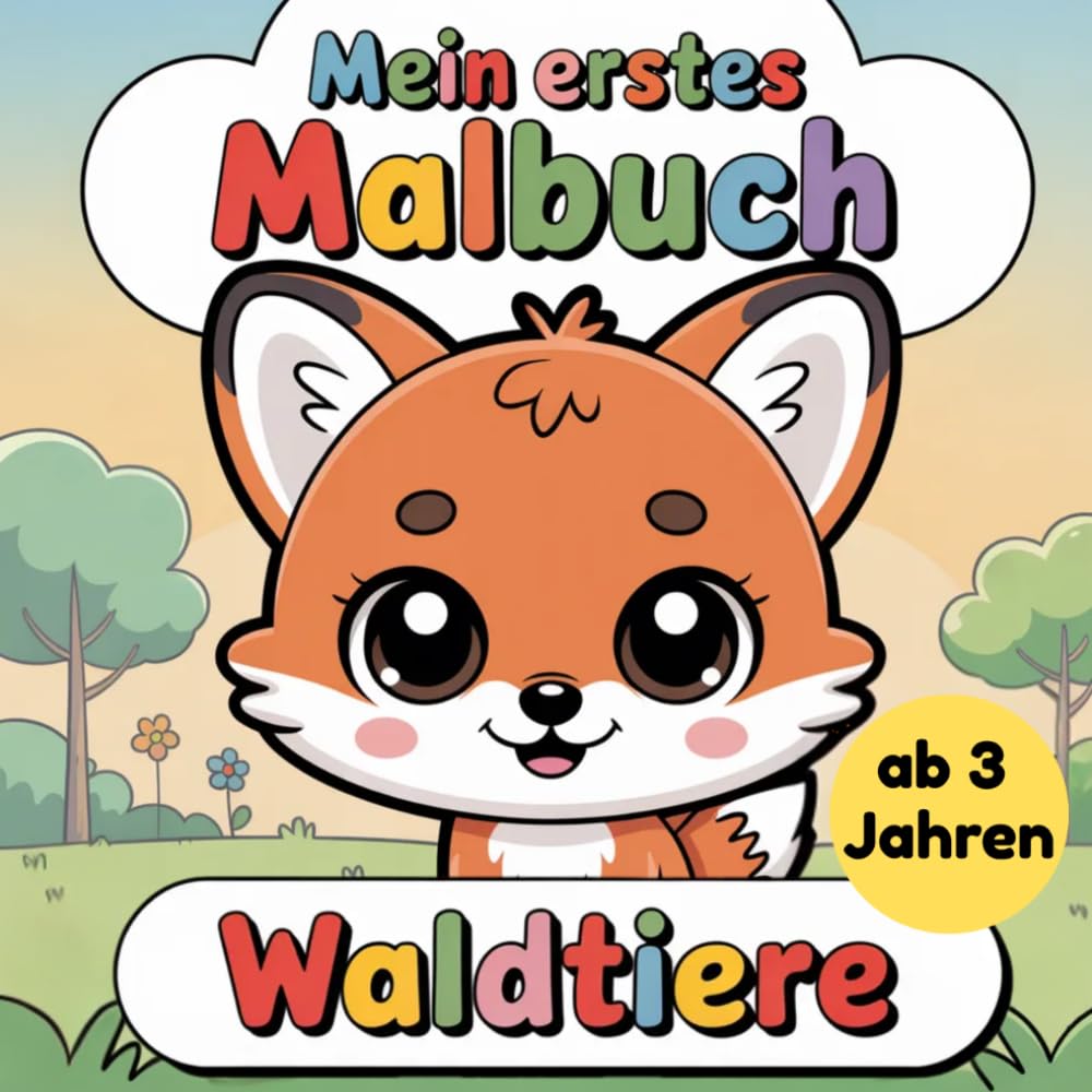 Erstes Malbuch-Waldtiere: Malbuch Waldtiere ab 3 Jahren - Große, einfache Motive mit dicken Linien für kleine Kinder und Kleinkinder/ 30 süße Tiere zum Ausmalen (Mein erstes Malbuch)