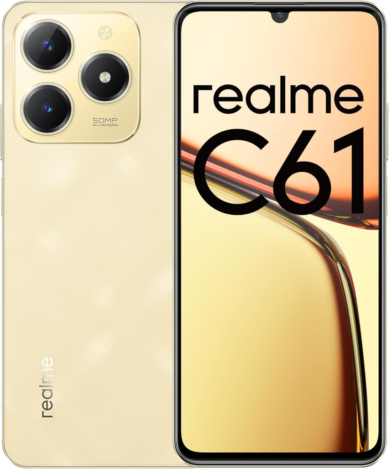Realme C61 Dual SIM Smartphone | 8GB RAM, 256GB Storage | 6.74″ 90Hz Display | 50MP AI Camera | 5000mAh Battery | Android 14 | 4G LTE | Side Fingerprint | Type-C Charging (Sparkle Gold) Realme C61 Dual SIM Smartphone | 8GB RAM, 256GB Storage | 6.74″ 90Hz Display | 50MP AI Camera | 5000mAh Battery | Android 14 | 4G LTE | Side Fingerprint | Type-C Charging (Sparkle Gold)