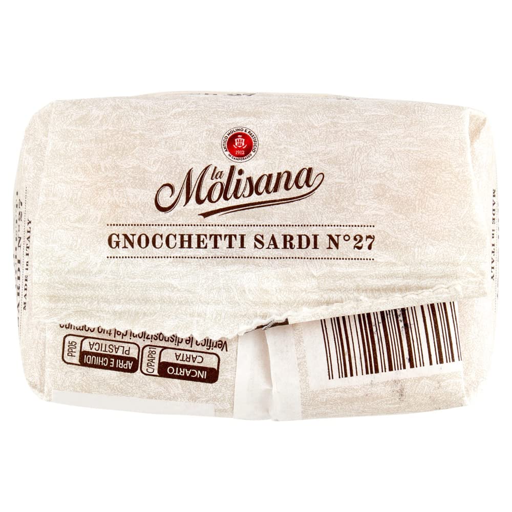 La Molisana Gnocchetti Sardi N. 27 Pasta Lenta Lavorazione Pâtes à modeler en bronze 500 g + Polpa Gourmet italien 400 g