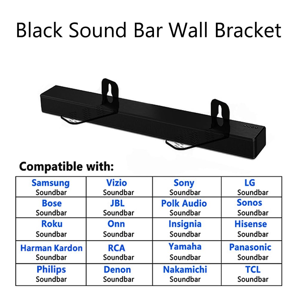 8 soportes de pared de metal, soportes de barra de sonido, soporte de pared debajo de la televisión, soportes de pared para montaje en pared, soportes auditivos con fácil instalación (9 x 5,7 x 5 cm)