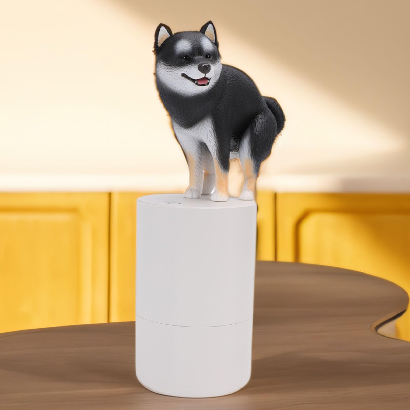 Fafeicy Dispenser Automatico di Sapone per Cani Carini, con Sensore Intelligente, Azione Schiumogena Senza, Materiale ABS a Batteria, per Uso in Bagno e (BLACK)