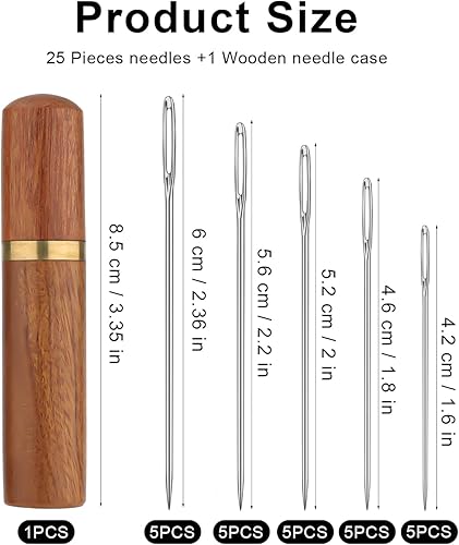 Miniatura 2 de 25 agujas de coser grandes, agujas de tejer a mano de acero inoxidable, agujas de tapiz afiladas, aguja de coser de hilo, agujas de mano bordadas