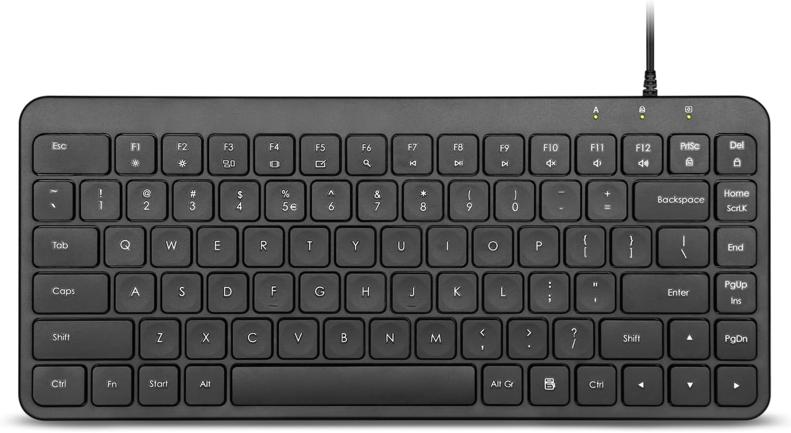 Perixx PERIBOARD-407B US, Wired USB Mini Keyboard with 11 Hot Keys - Glossy Black - US English Layout