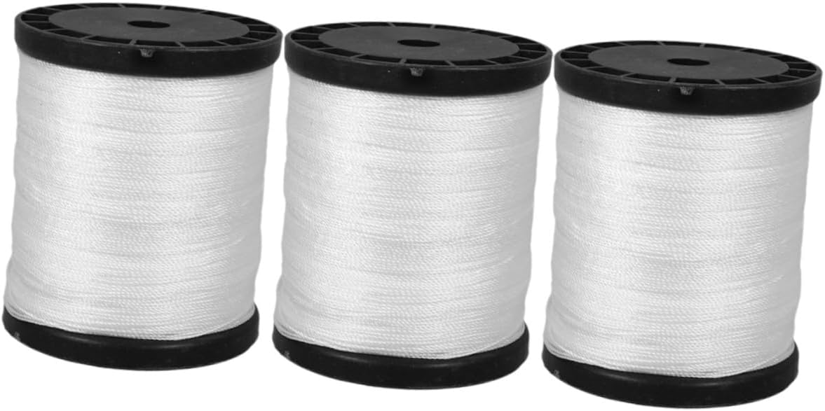 Luxshiny Construction Nylon String Line for Masonry Jobs, Twisted Sturdy Nylon Cord for Building Sites and Outdoor Projects, 3 Rolls White Masonry Lines for Bricklaying