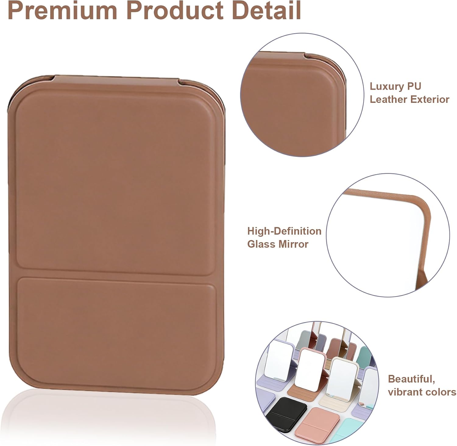 16 Pcs Morandi Compact Mirror Bulk – Mini PU Leather Folding Pocket Mirrors for Women, Small Portable Makeup Handheld Mirrors for Purse, Travel, Daily Use, Birthday, Party Gifts, 8 Colors