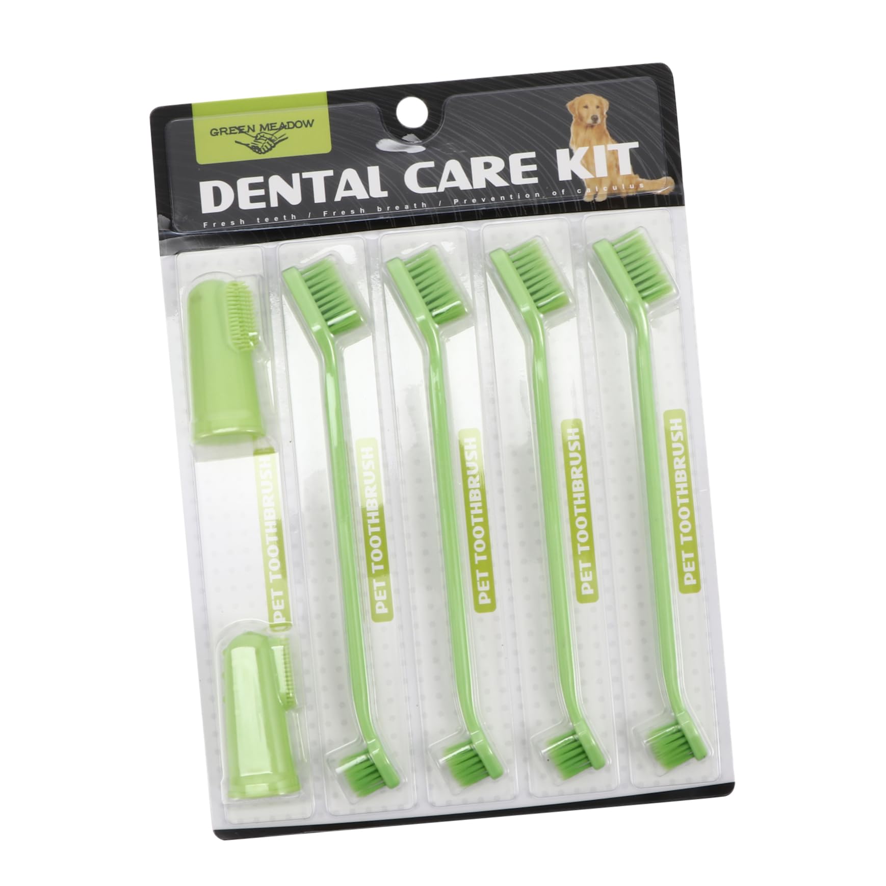 HANABASS Pcs Pet Toothbrush Set Dog Cat Oral Cleaning Tools Double-end Brush Soft Bristles Non-Slip Handle Pp Material