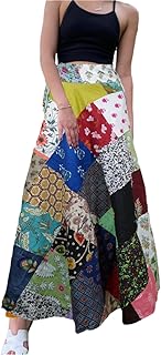 Mogul Interior Hippie Skirt Multicolored Cotton Patchwork Long Wrap Around Skirt
