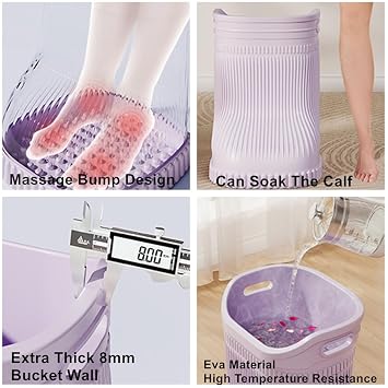 Foot Spa Bath,Boot Shaped with Massage Bumps & Calf Soaking for Relaxation, Pain Relief and Improved Circulation (blue,L)