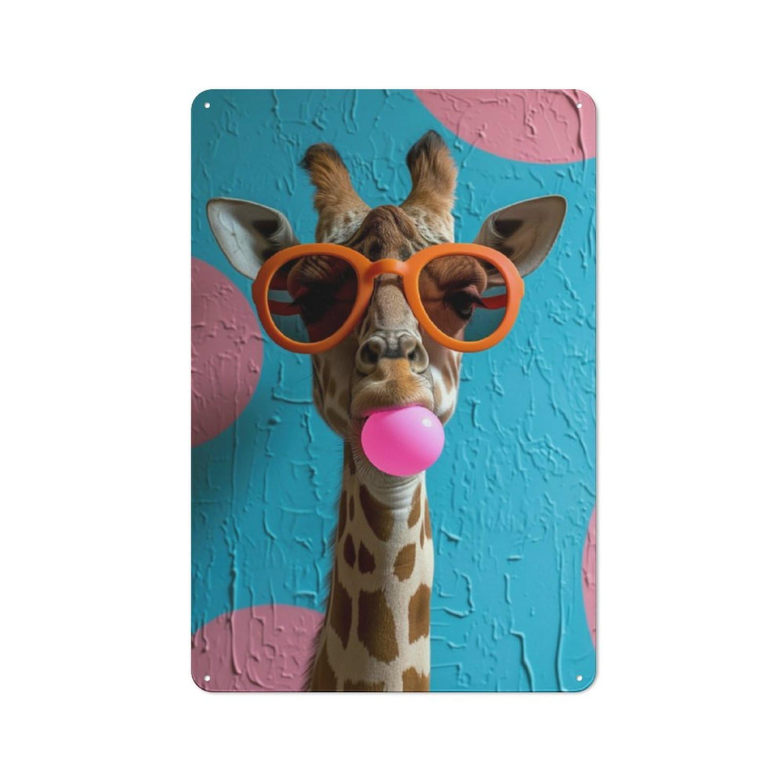 Junmoney Giraffe Bubblegum Tin Wall Plaque 30X20cm With For Hobby Room Or Studio, For Updating Hobby Room And Studio After Moving