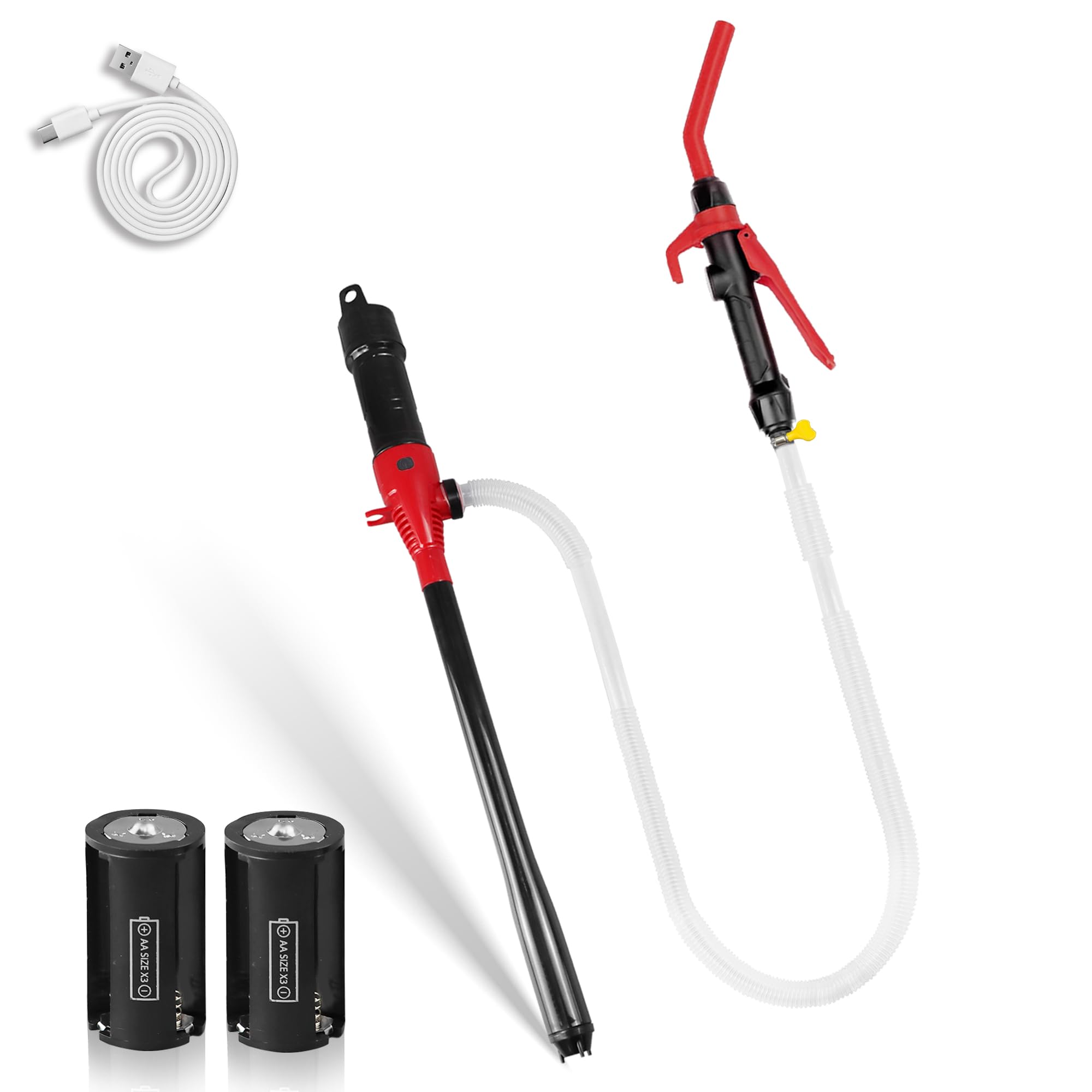 Pompe de transfert de carburant portable alimentée par piles – Rouge