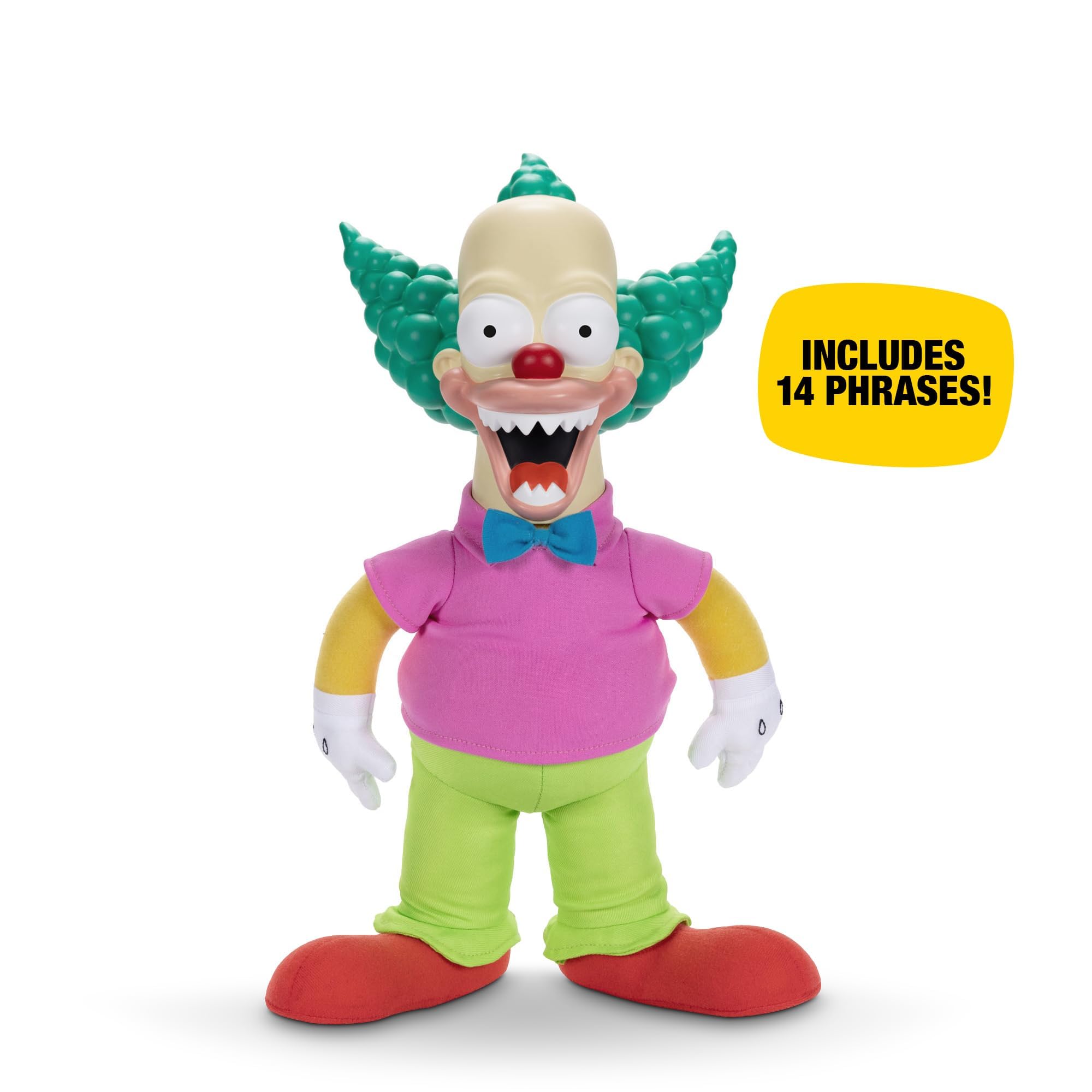 The Simpsons Talking Krusty Doll Plush by Jakks Pacific, Stands 16" / 41cm Tall, Good and Evil Krusty Pull String Doll, from The Classic Treehouse of Horror III Episode, Perfect for Any Simpsons Fan