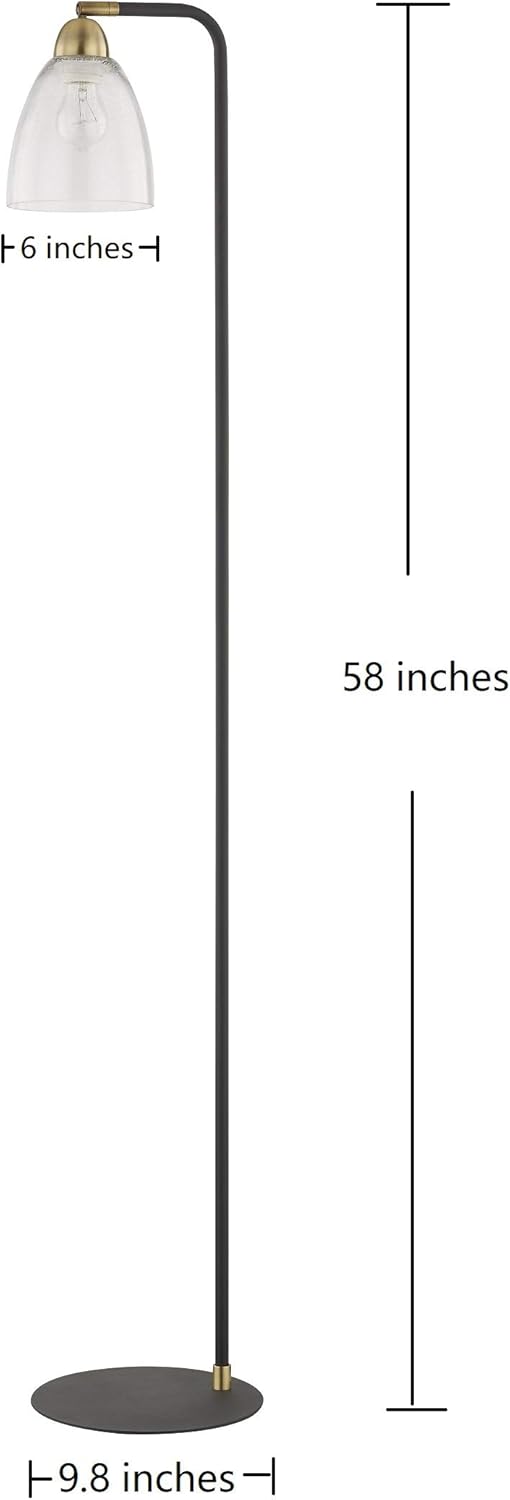 Up To 40% OFF Black Floor Lamp, Contemporary Standing Lamp with Hanging Bubble Glass Lamp Shade, Industrial Light for Living Room Bedroom Farmhouse