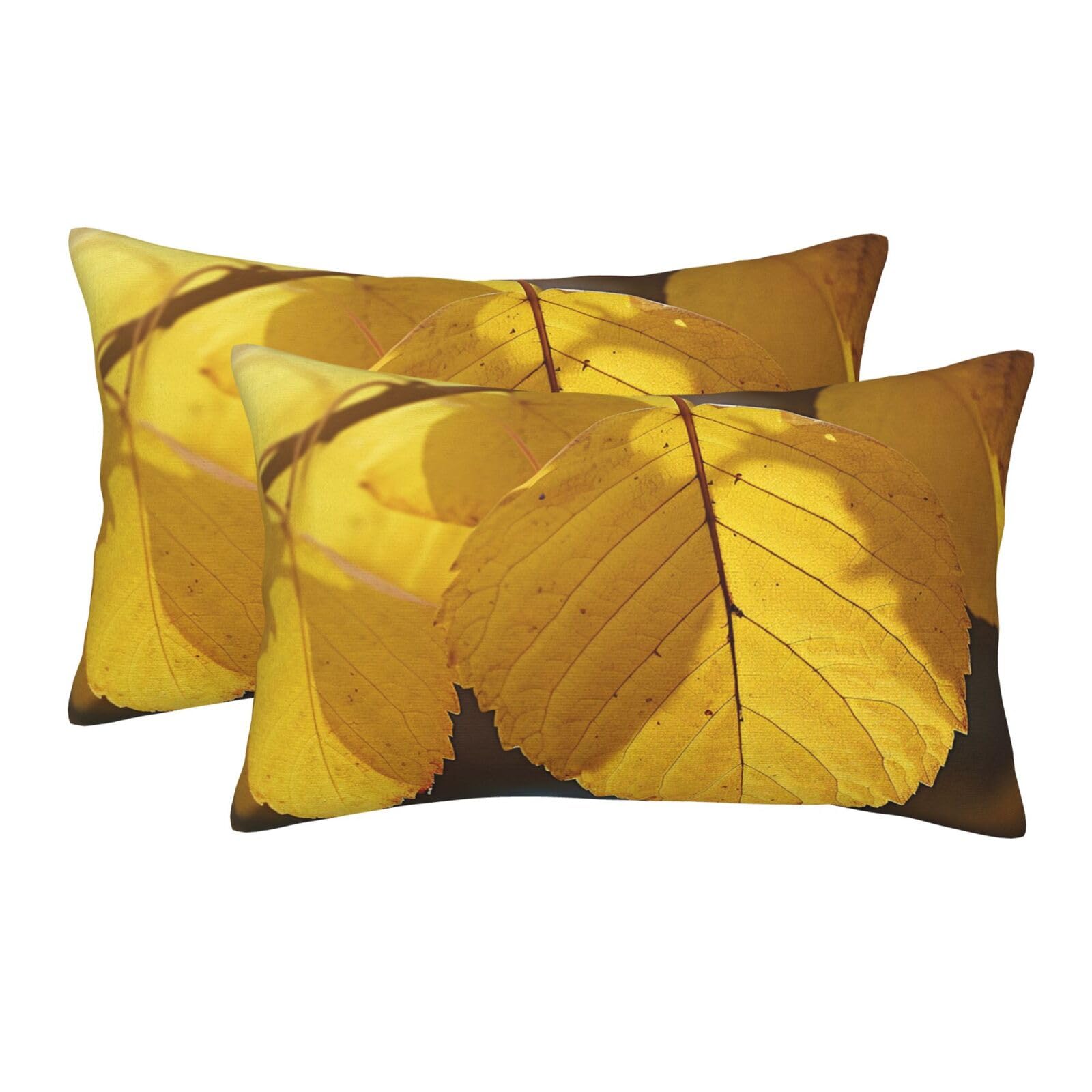 2 Pack Pillow Cases with Hidden Zipper, Soft Breathable Pillow Covers for Hair and Skin, Yellow Leaves Pillowcases 20"x30" Bed Pillow Protectors Cover for Sleeping Gifts