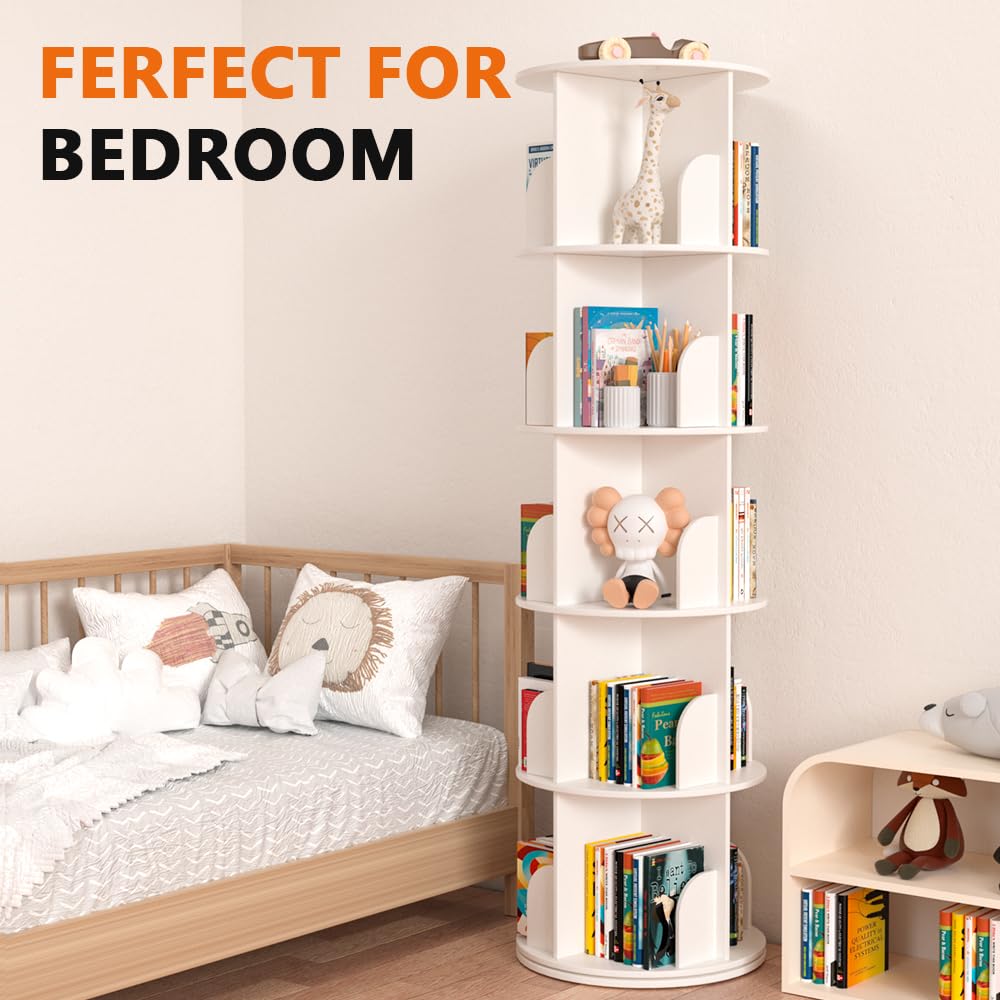 置物 136srL Amazon.com: Nidouillet Rotating Bookshelf Tower, 5 Tier Spinning