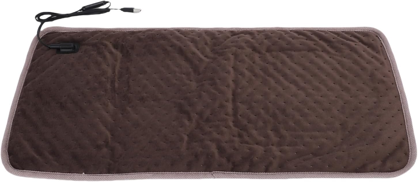 Pet Heating Pad 3 Adjustable Temperature Settings USB Powered Soft Synthetic Fiber Heated Pet Bed with Power Bank Compatible Portable for Home Camping Cat Warming (Deep Coffee)