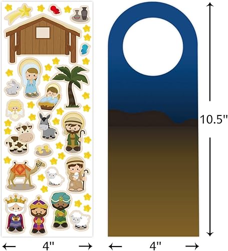 Miniatura 2 de Calcomanías de Belén, calcomanías para puerta de VBS, kit de manualidades, adorno de Navidad, regalo de vacaciones, 12 unidades