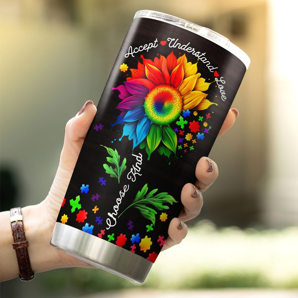 CUBICER Autism Awareness Coffee Tumbler Therapist Travel Mug With Lid Birthday Gifts For Women Adults Mom Friends Insulated Cup Double Wall Stainless Steel Tumblers Inspirational Quotes - Image 5