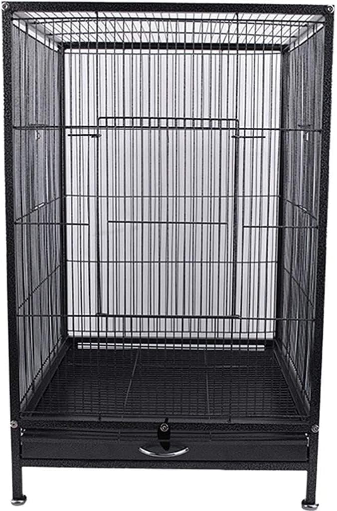 HTTGDGDH Professional Birdcage Pet Supplies Bird Carrier Gardening Decor Bird Cages For Parakeets, Canary Cages With Dividers,Large Decorative Parrot Cage, Square Iron Bird Cage,Black a
