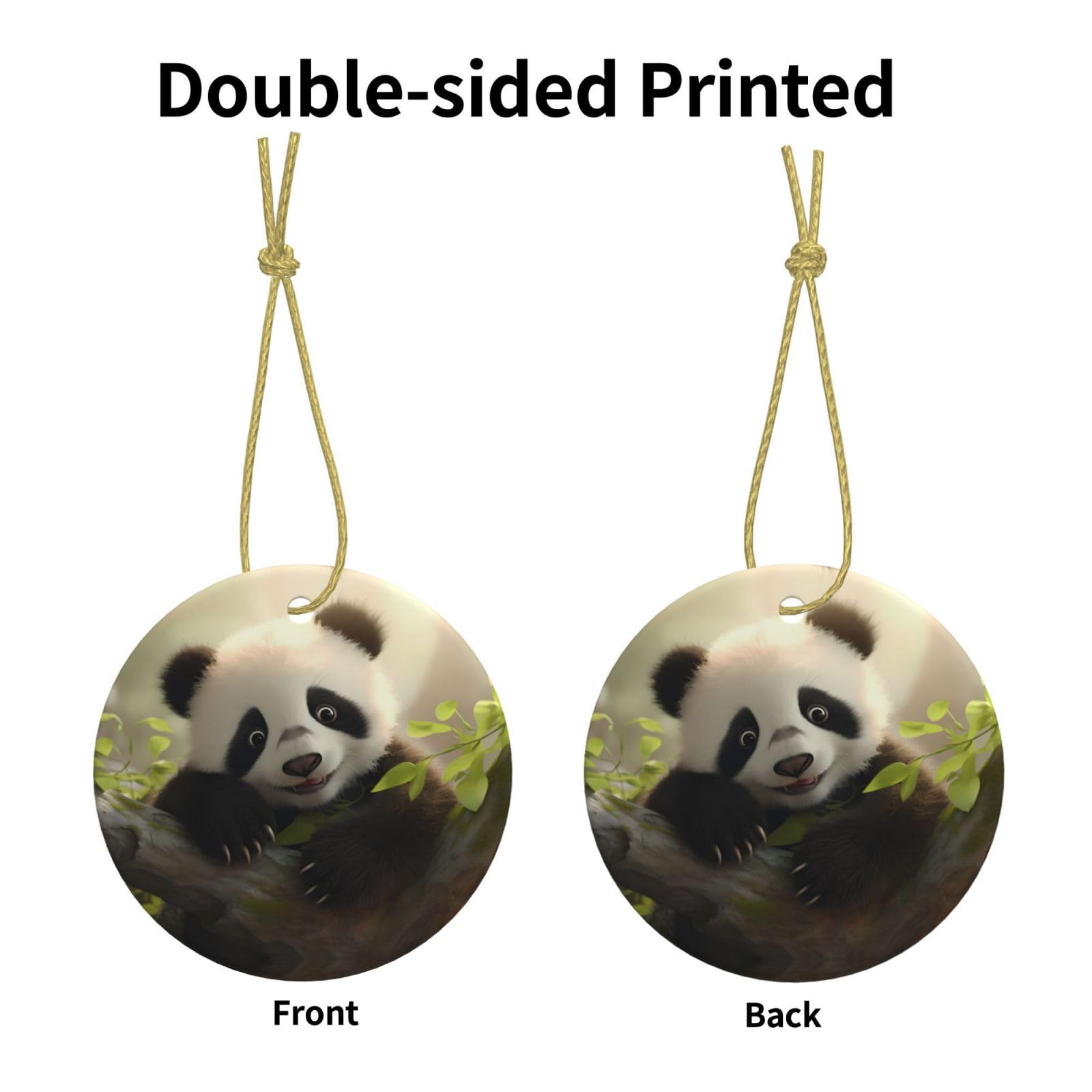 Décoration De Noël Panda Rouge 7,1 Cm En Porcelaine Double Face à Suspendre Pour Arbre à Suspendre, Accessoire Souvenir Pour La Maison, L'intérieur Et L'extérieur
