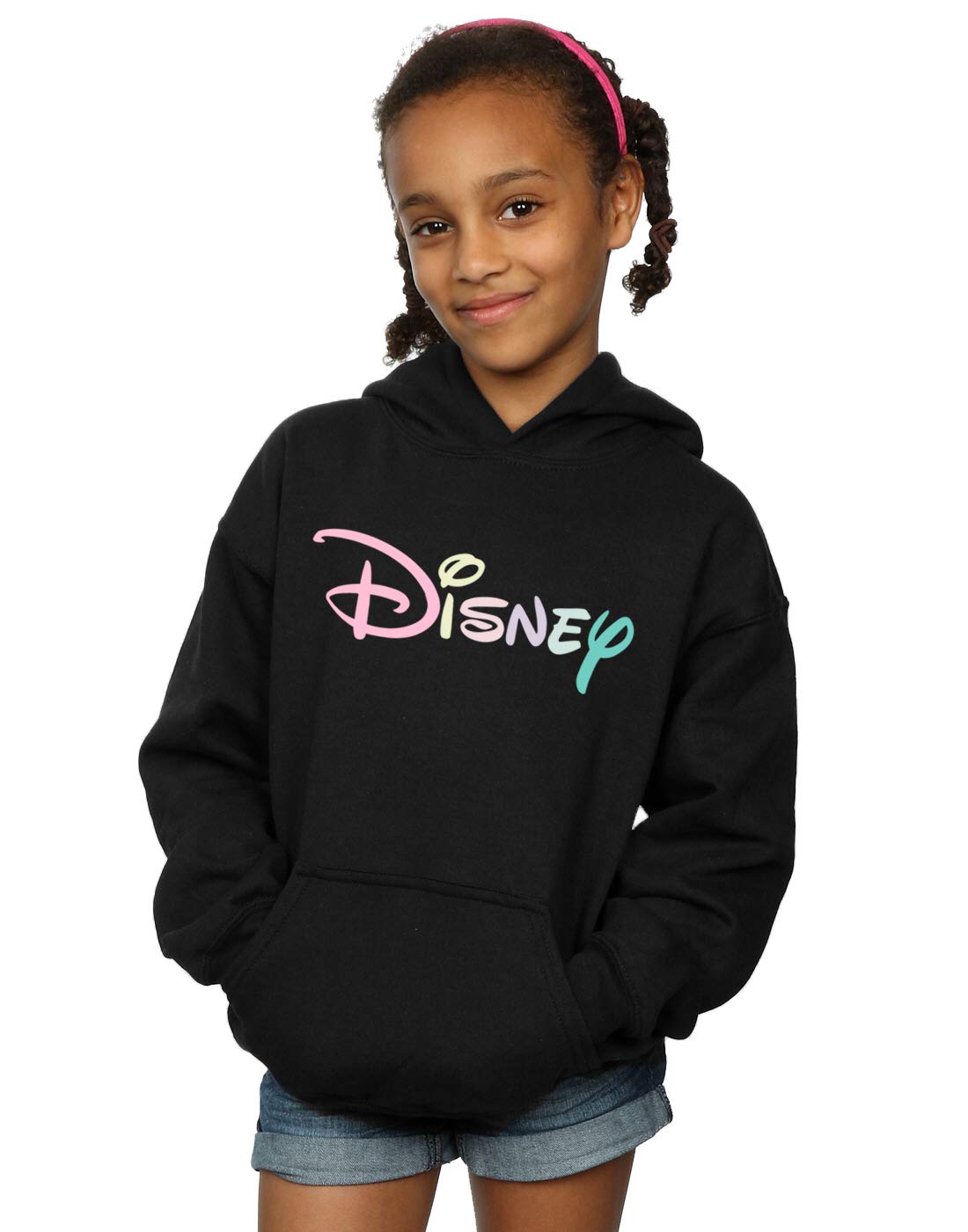 Disney Girls Pastel Logo Hoodie Black 9-11 Years