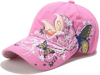 Womens Baseball Cap Lady Butterfly Flower Embroidery Design Fashion Hat Adjustable Breathble