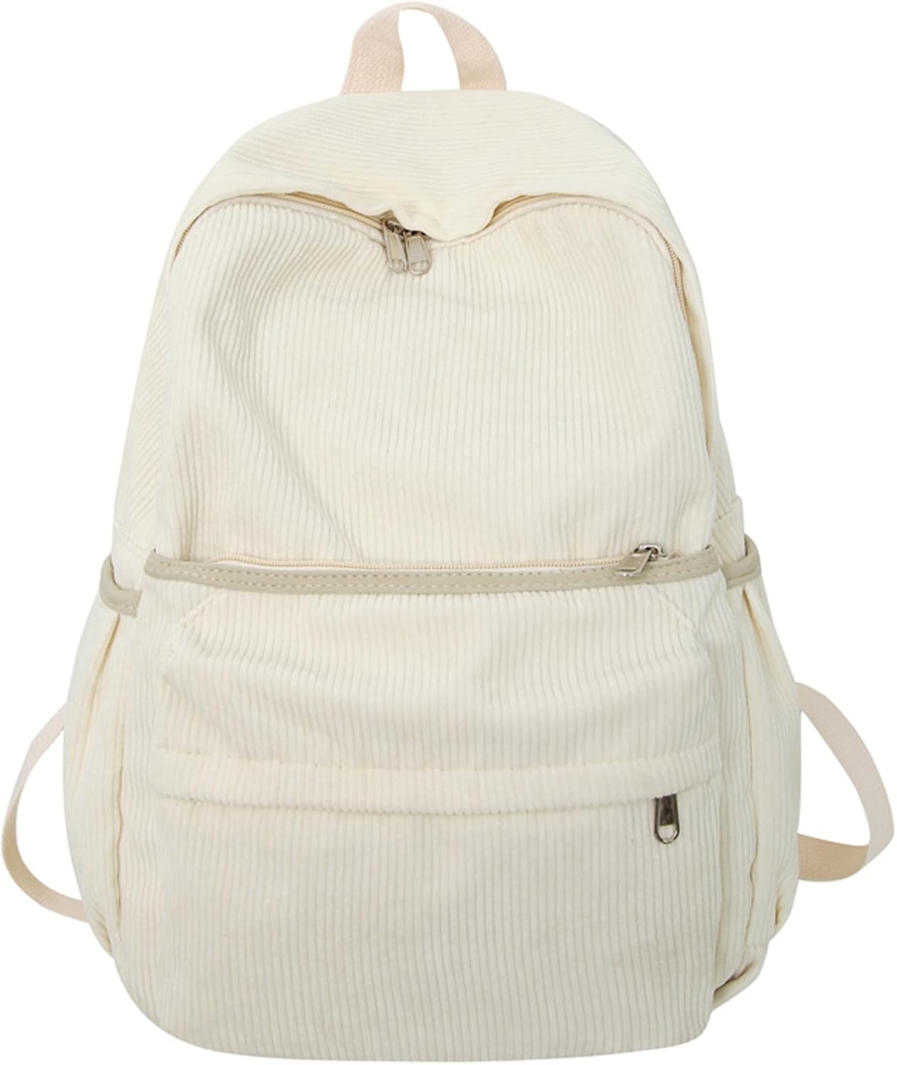 Lamprod Aesthetic Backpack Cute Backpack Corduroy Backpack School Supplies Laptop Bag for Teens Girls Women Students Solid Color(Green)