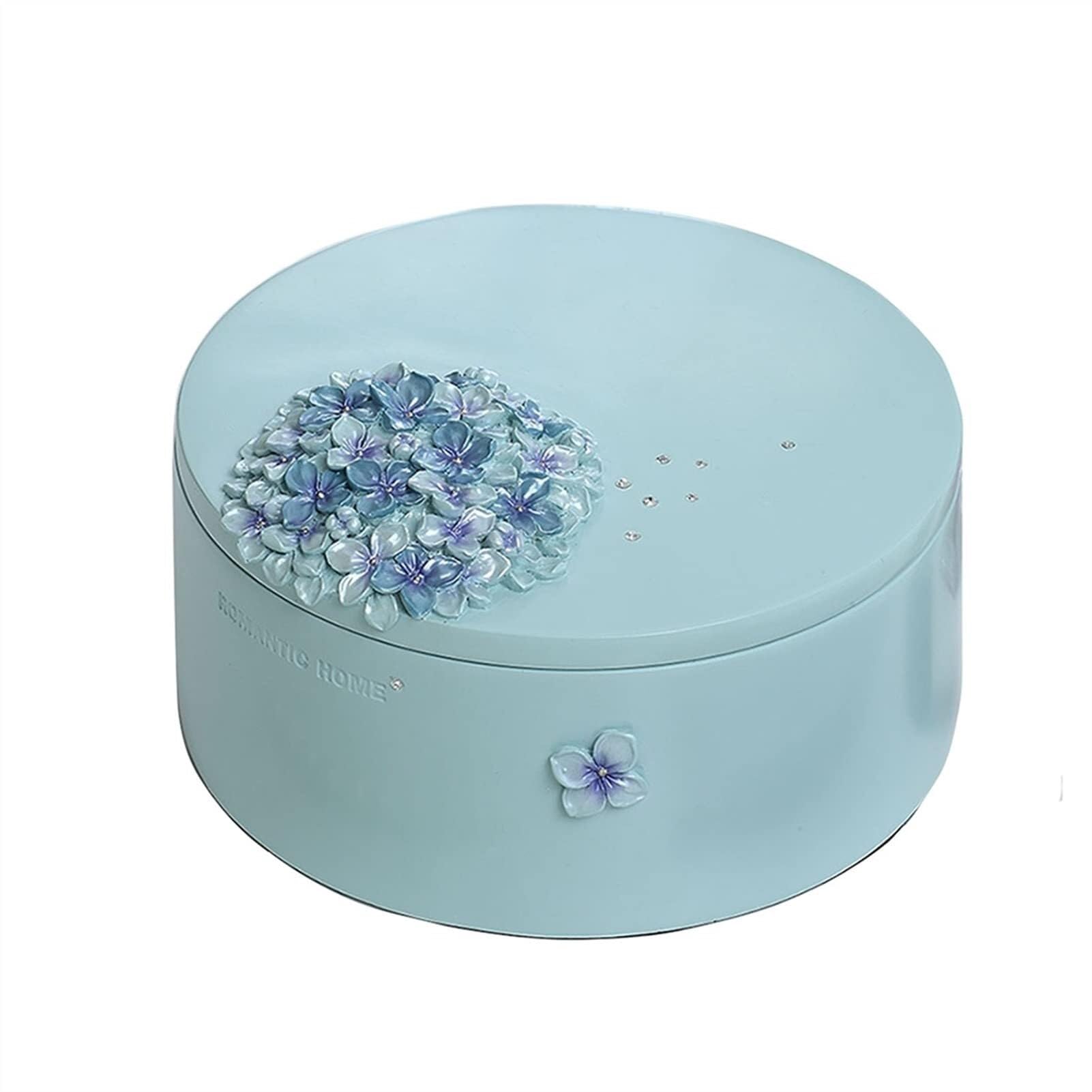 Boîte de rangement de bijoux ronde sculptée avec miroir intégré