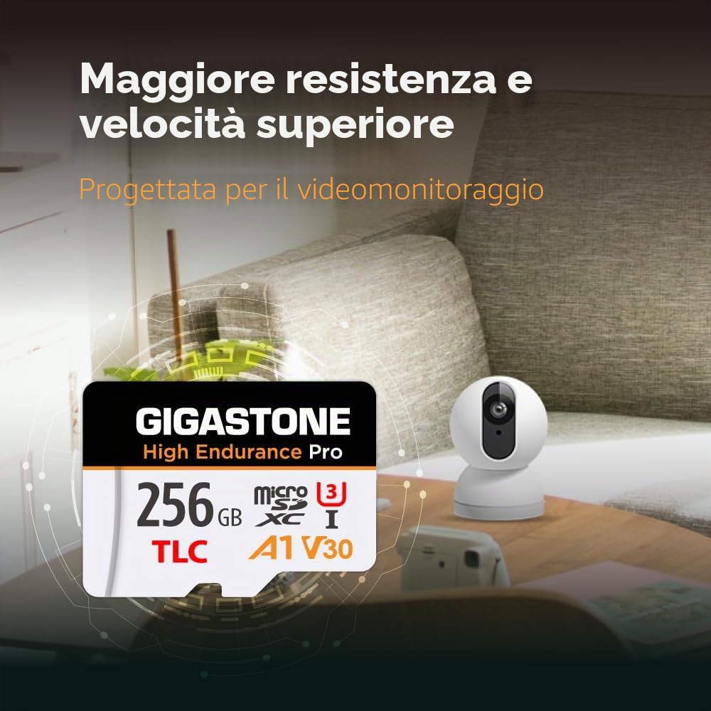 [5 Anni Recupero Dati Gratuito] GIGASTONE 256GB Scheda Micro SD, High Endurance Pro, fino a 100MB/s, compatibile con REDTIGER ROVE VIOFO VANTRUE PRUVEEO ARIFAYZ Dash Cam, MicroSDXC UHS-I A1 V30 U3