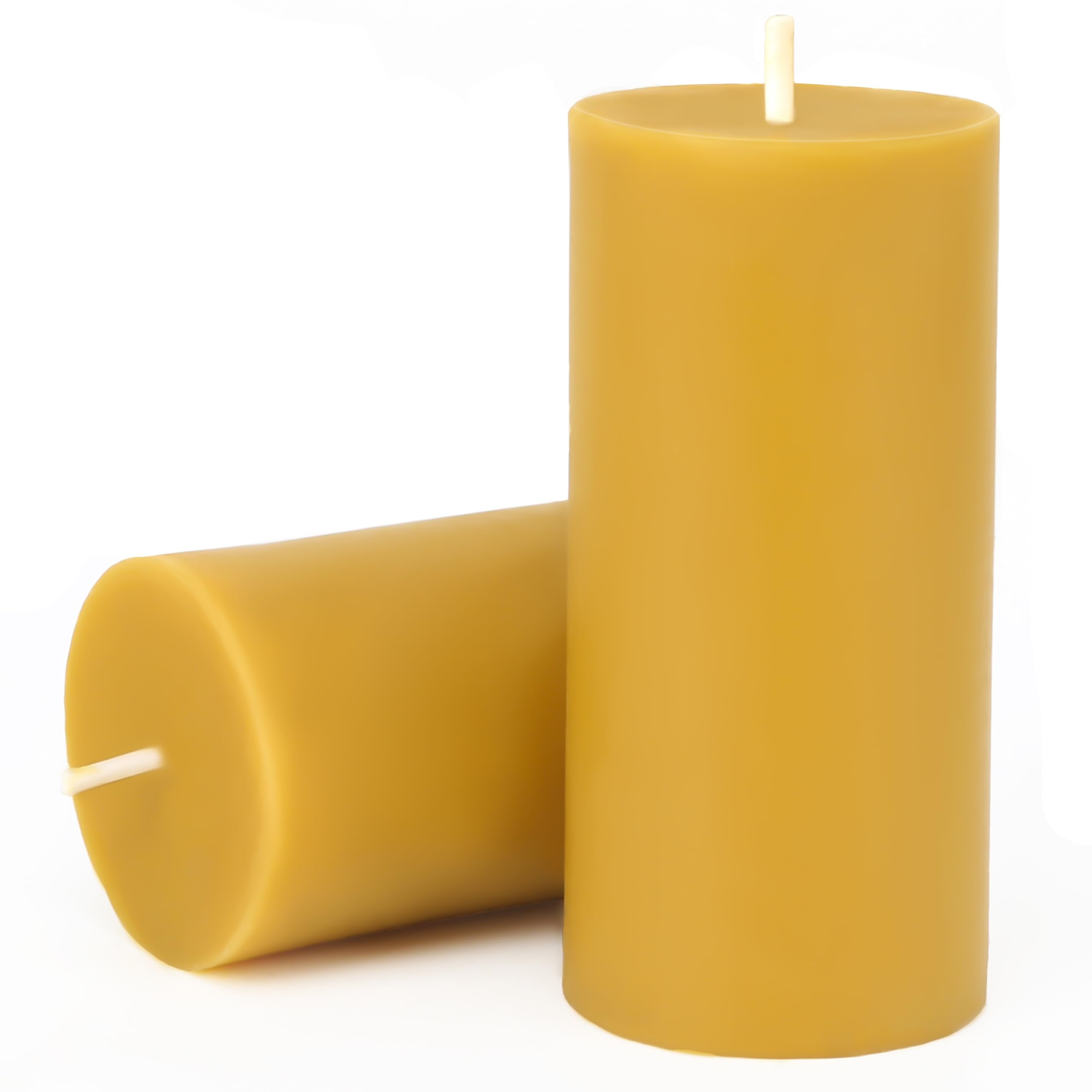 Lot de 2 bougies piliers en cire d'abeille naturelle, 70 heures de combustion, 100 % pure cire d'abeille pour décoration d'intérieur, bougie en cire d'abeille sans fumée et sans gouttes pour détente