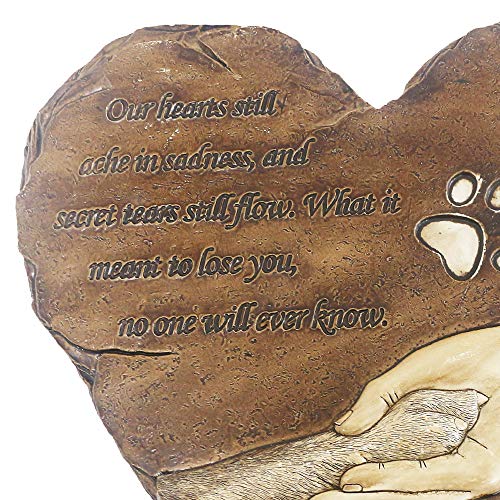 jinhuoba Heart-Shaped Dog Pet Memorial Stones, Hand-Painted Pet Grave Markers Tombstones for Garden Patio Backyard or Lawn,Sympathy Pet Dog Memorial Gifts Outdoor (Brown)