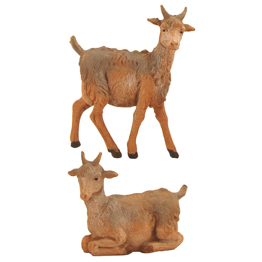 Fontaniniby Roman Inc., 2 Piece Set of Goats, 5" Collection, Nativity Figure and Accessories, Hand Sculpted and Painted (3x1x5)