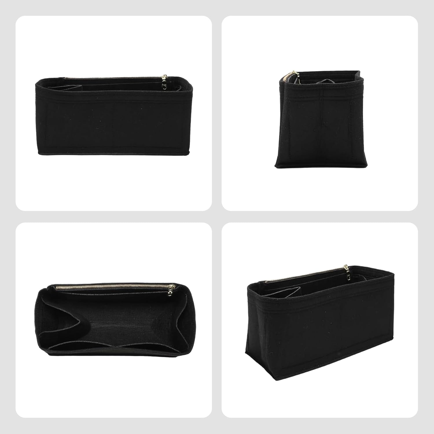 Purse Organizer Insert for Hermes Birkin, Lightweight Storage Divider for Luxury Handbag with YKK zipper Pocket, Premium Felt Large Capacity Bag Shaper(Birkin 30/ Black) - Image 7