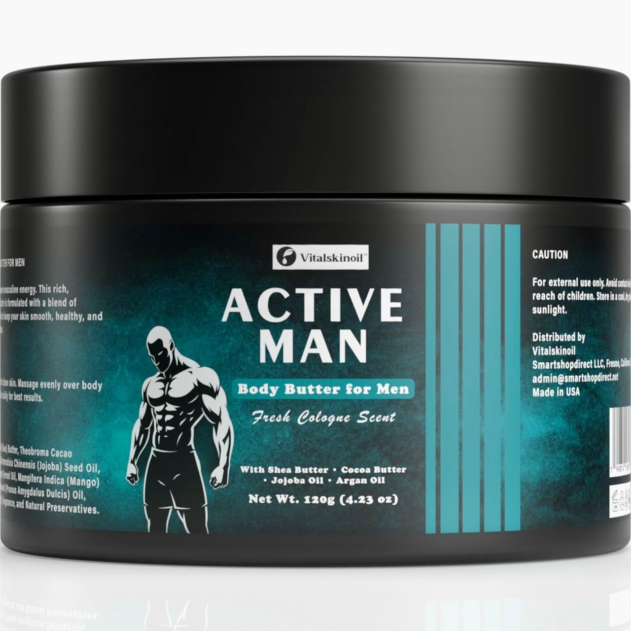 Body Butter for Men, Active Man Fast-Absorbing Deep Moisturizer with Natural Ingredients, Refreshing Scent, Ultimate Hydration Formula. Cologne scented.