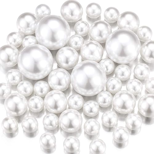 Cuentas flotantes sin agujero para jarrones, perlas resaltadas para centros de mesa, perlas blancas, 100 unidades, 1.181 in, 0.787 in y 0.551 in,