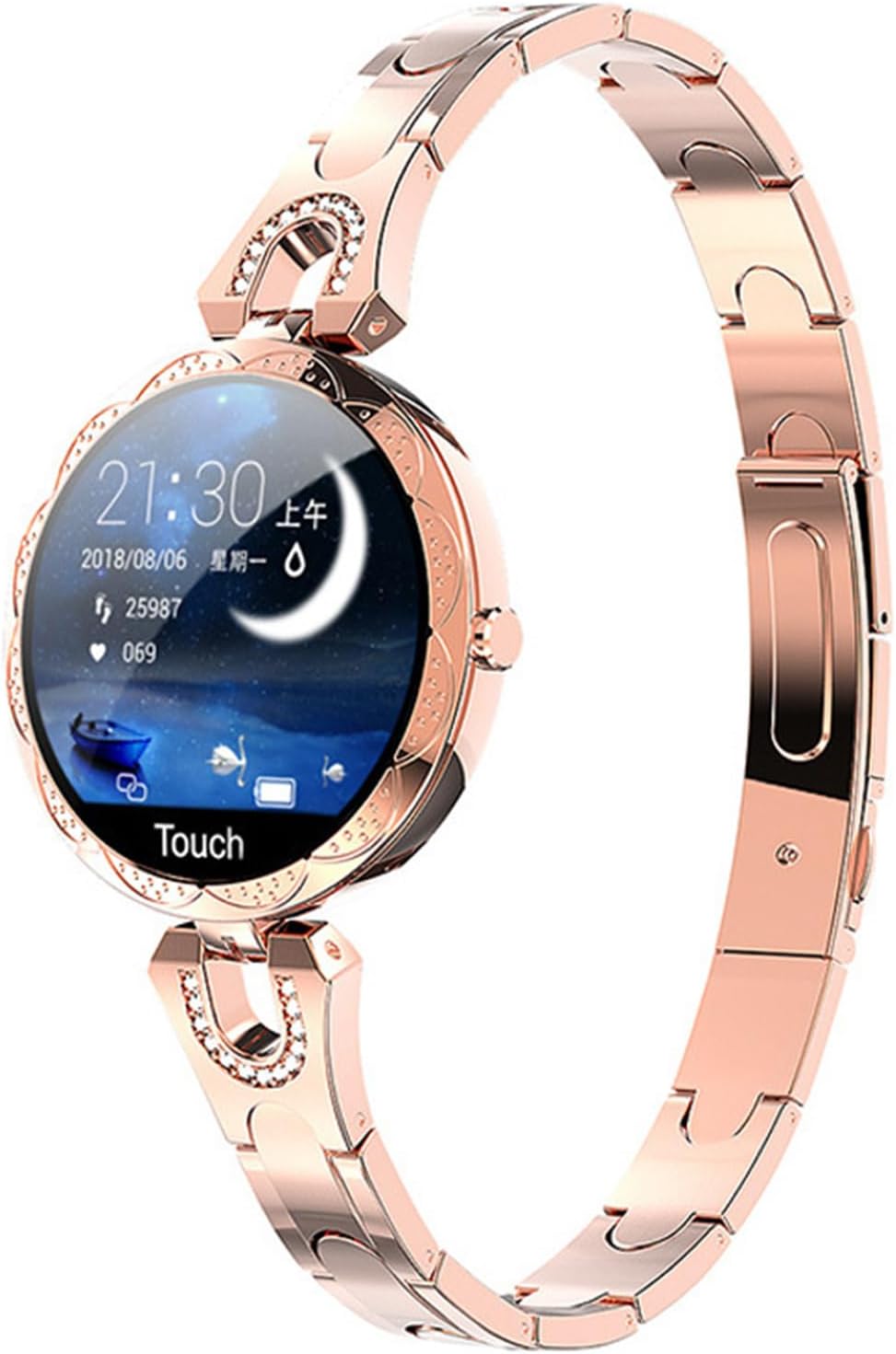 Women's Smartwatch Heart Rate Blood Pressure Pedometer Calorie Consumption Diamond Jewellery Stylish Watch Design Elegant,A