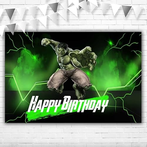 Hulk Birthday Decorations with Backdrop 5x3ft Happy Birthday Hulk