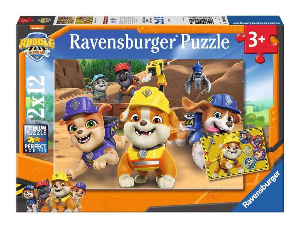 Ravensburger 2x12 Teile - Paw Patrol - Bulldoge Rubble und sein Team