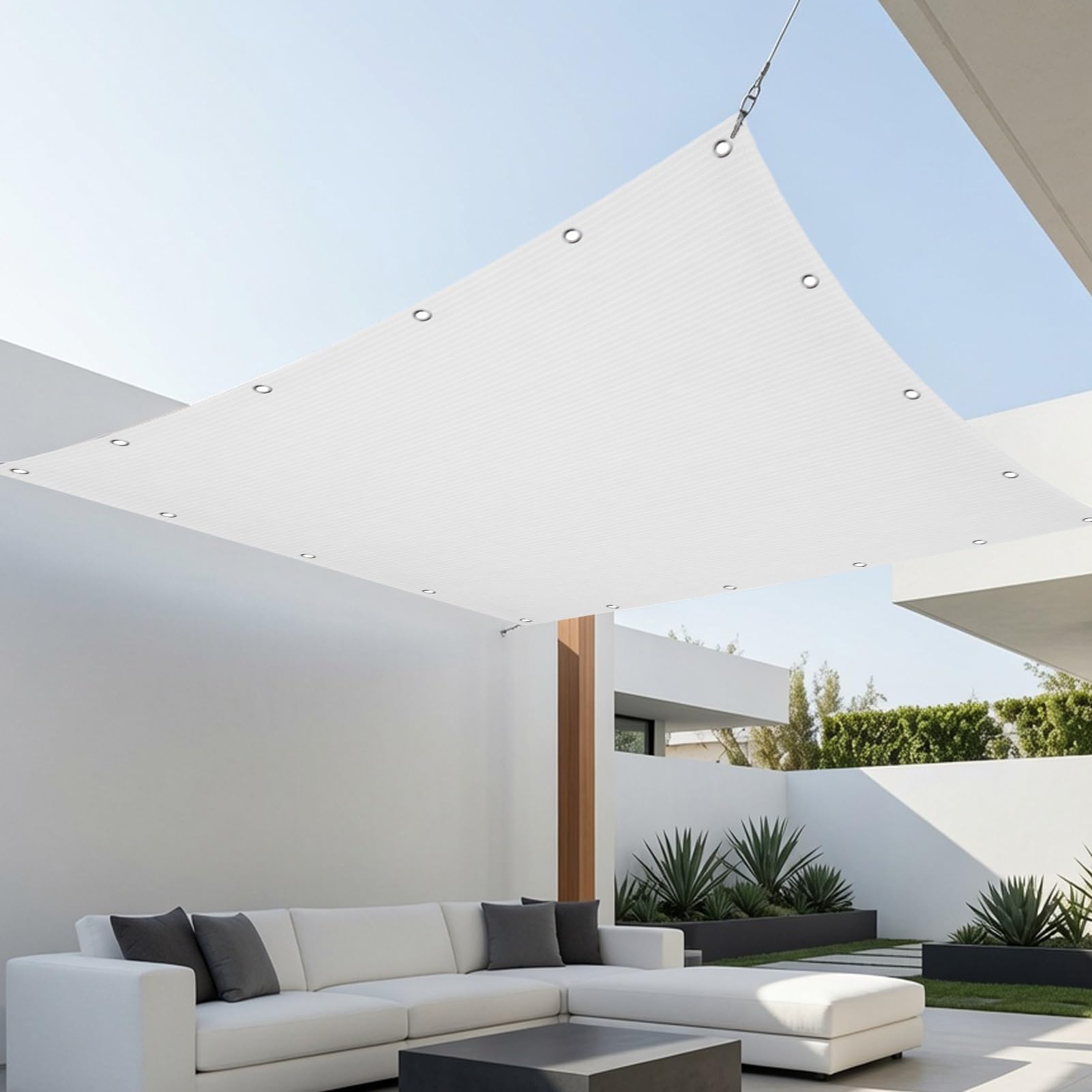 Toile d'ombrage rectangulaire 2.4 x 3.2 m blanc auvent terrasse et abri de voiture