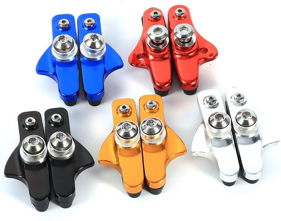 Road Brake Pad Blocks BMX Mountain Bike V Brake Pads ycle Brake Blocks 2pcs Aluminium Alloy Road Brake Shoes Drawer Style Brake Pads replacement for Mountain Bike ycle Cycling(Red)