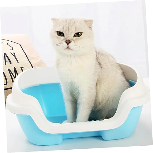 Miniatura 5 de Mipcase Caja de arena para gatos, inodoro portátil, mini cajones, bandeja de servicio extra grande para gatos, inodoro de alta cara con pala