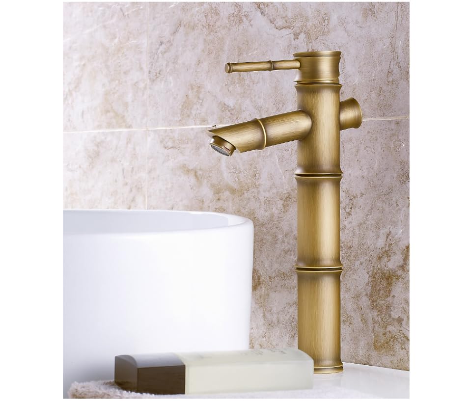 Robinet mitigeur chaud et froid trou unique lavabo cuivre rétro