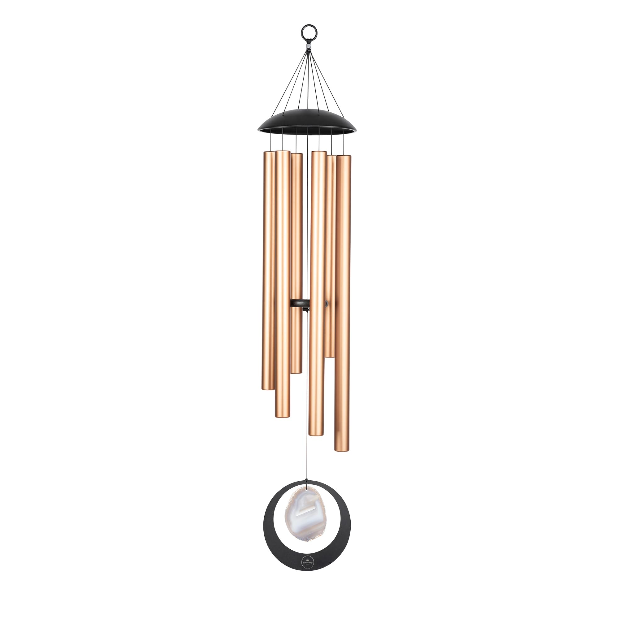 Sonic Energy Grey Agate Meditation Chime – 128 cm, Bronze – Windspiel mit 6 Klangstäben, 432 Hz – Dekoration für Haus, Studio, Garten (MCDT50AB)