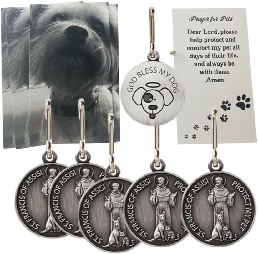 Westmon Works Saint Francis Medal for Dog Collar Pendant Bulk Set with Pet Prayer Cards, Pack of 5 - Image 6